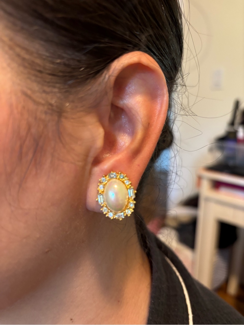 Christian Dior Gold-Tone Pearl Cluster Clip-On Earrings
